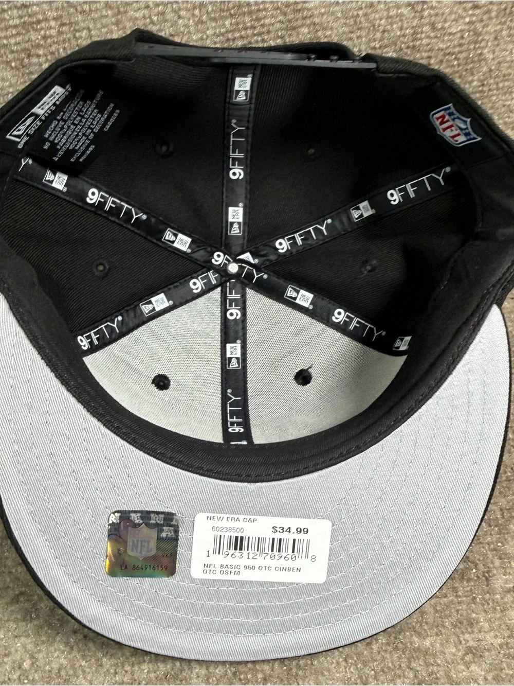 Cincinnati Bengals New Era 9Fifty SnapBack Hat Black Essentials Basic Cap NWT